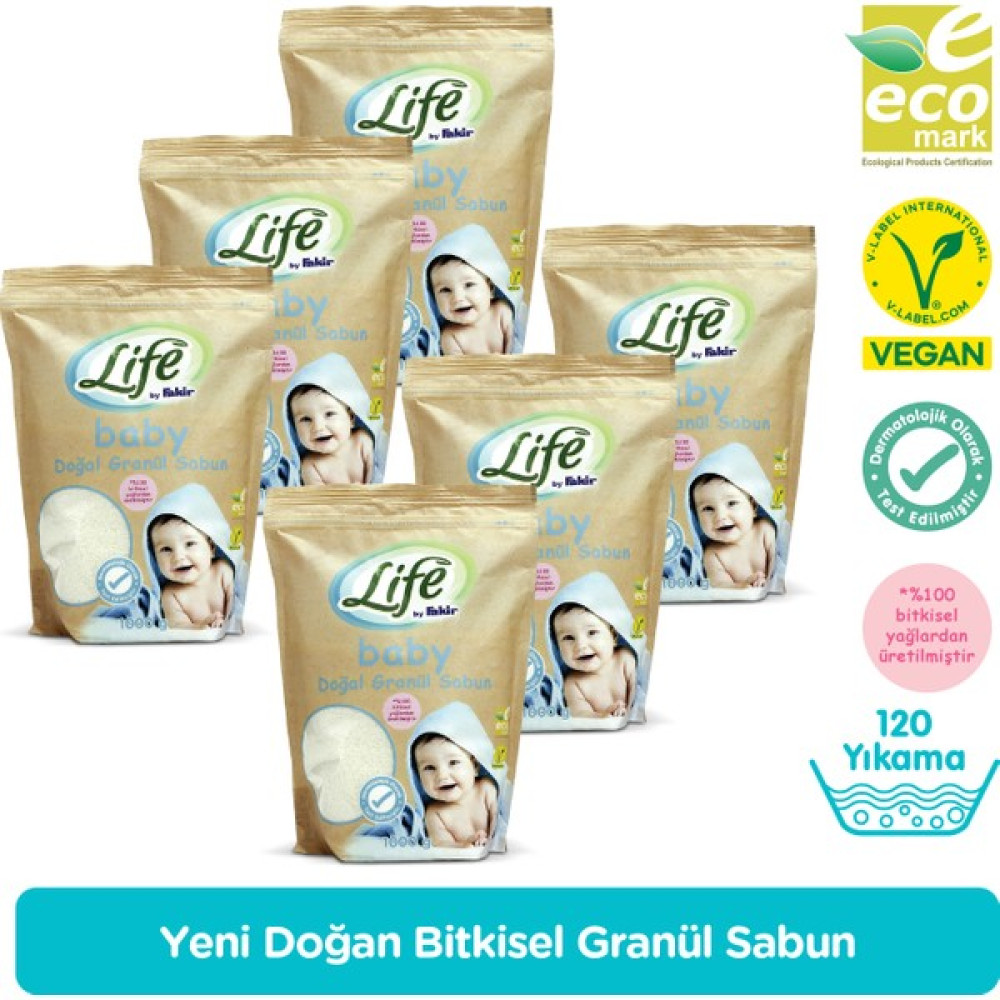 Life By Fakir Doğal Bebek Granül Toz Sabun 1 kg x 6 Adet Avantaj Seti Çamaşır Yıkama Fiyatı