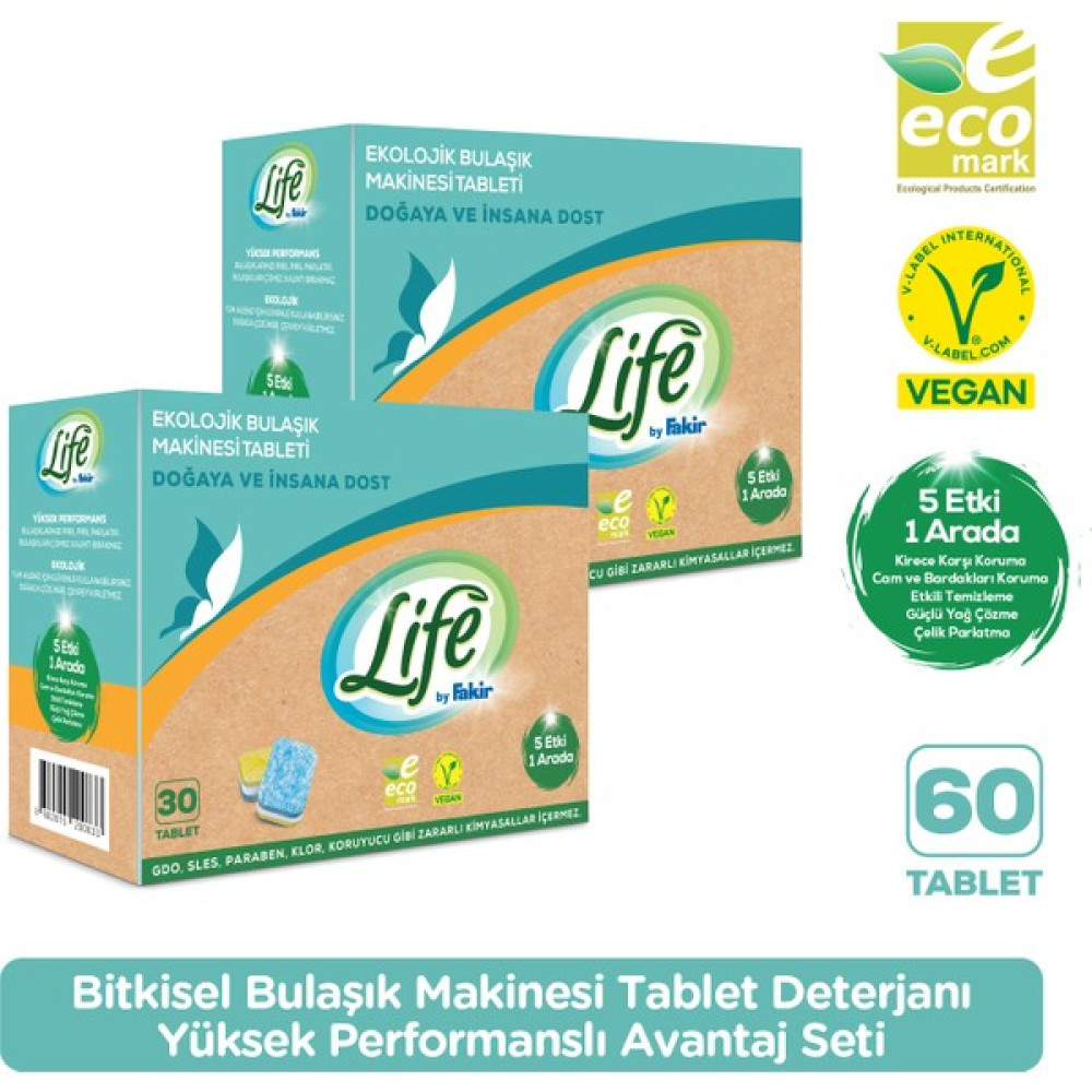 Life By Fakir Ekolojik Vegan Bulaşık Deterjanı Tableti 30'lu x 2 Adet Bulaşık Yıkama Fiyatı