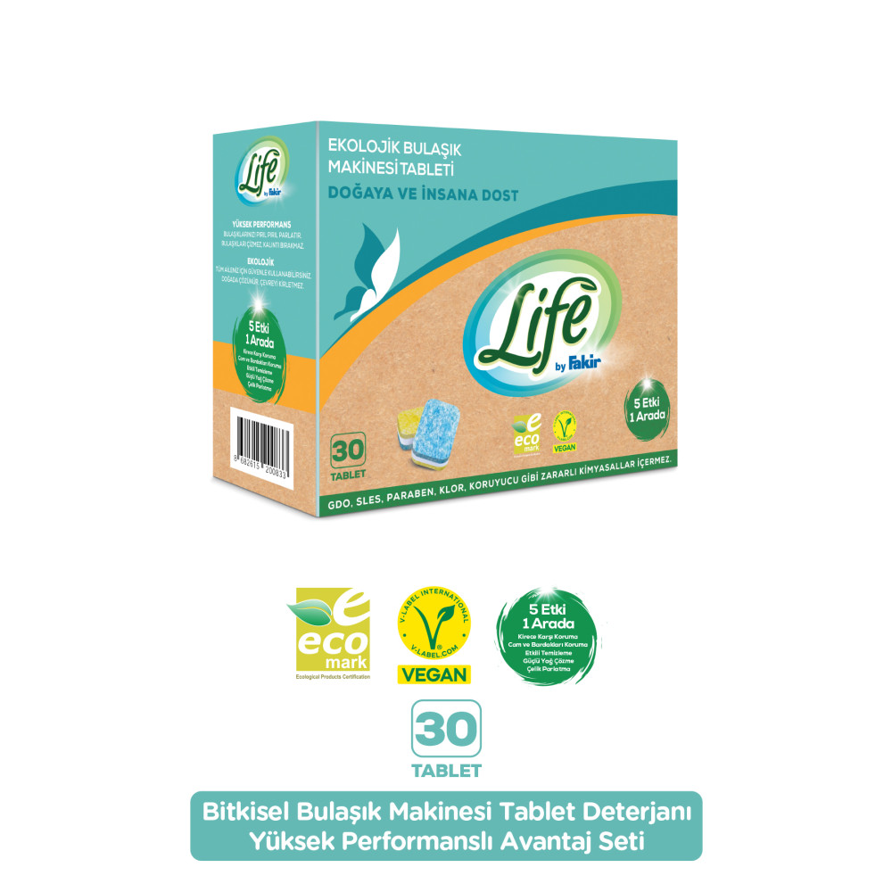 Life by Fakir Ekolojik Vegan Bulaşık Makinesi Tablet Deterjanı 30 Lu Bulaşık Yıkama Fiyatı