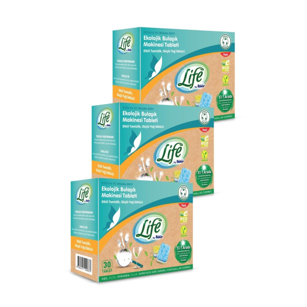 Life by Fakir Ekolojik Vegan Bulaşık Makinesi Tableti 30 Lu X 3 Adet Bulaşık Yıkama Fiyatı