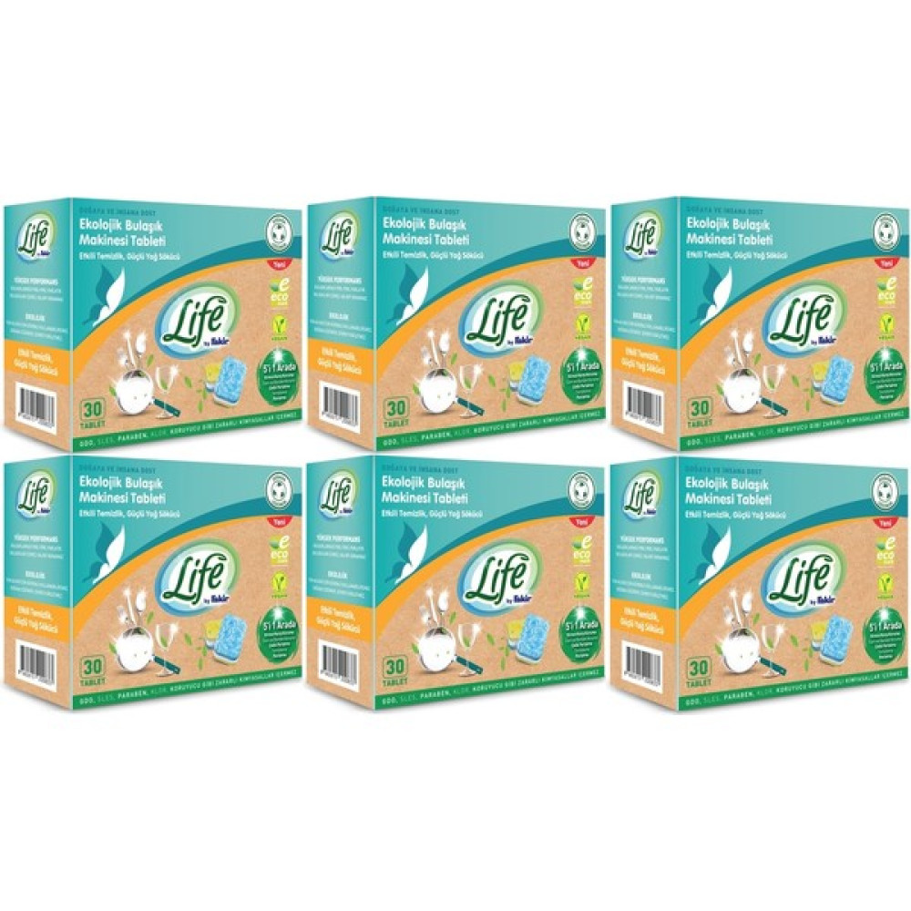 Life by Fakir 'life By Fakir Ekolojik Vegan Bulaşık Makinesi Tablet Deterjanı(30'lu) 6 Adet Bulaşık Yıkama Fiyatı