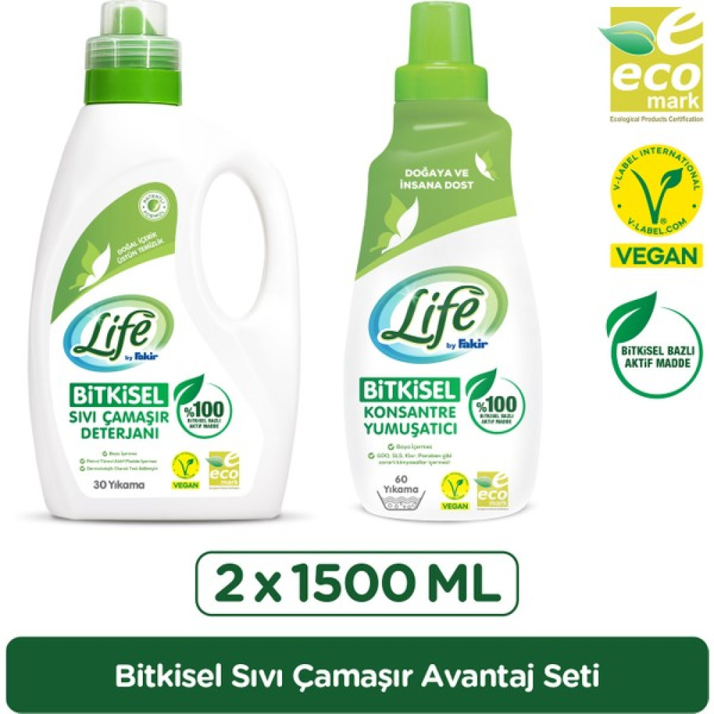 Life By Fakir Sıvı Çamaşır Deterjanı ve Yumuşatıcı Seti - 3 lt Çamaşır Deterjanı Fiyatı