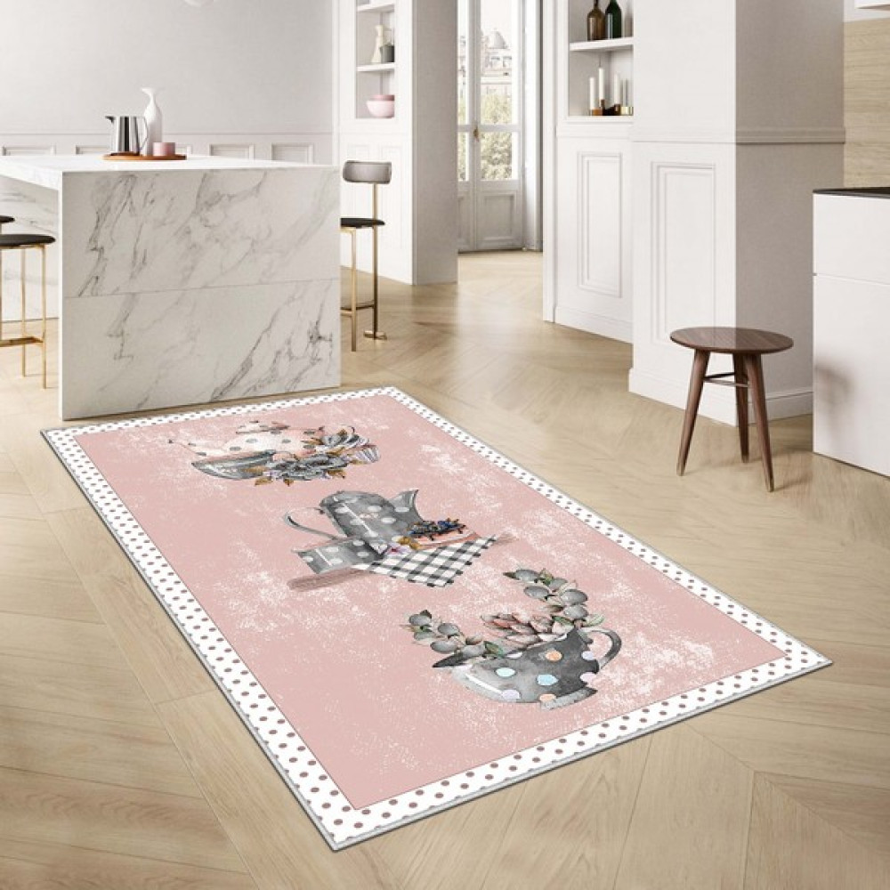 Life Decortiva Makinede Yıkanabilir Kaymaz Taban Leke Tutmaz Mutfak Halısı ve Mutfak Yolluk - Pembe - 80 x 200 cm Salon Halısı Fiyatı