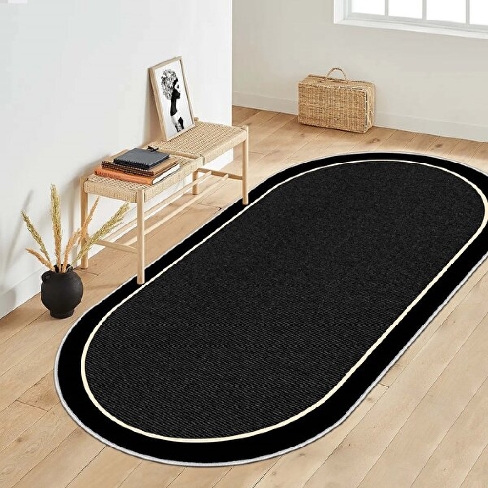 Life Decortiva Makinede Yıkanabilir Kaymaz Taban Leke Tutmaz Oval Salon Halısı Mutfak Halısı ve Yolluk - Siyah - 60 x 100 cm Salon Halısı Fiyatı