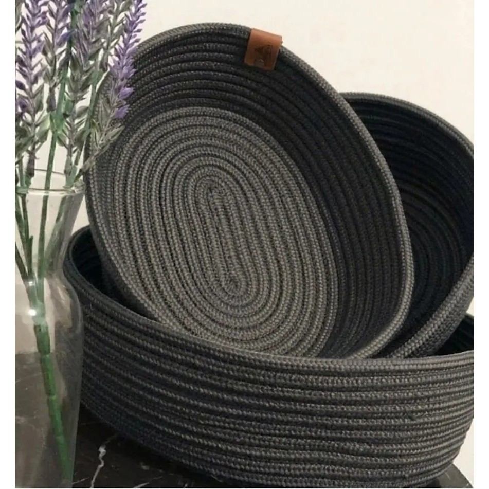 Life For You Dekoratif 3 Adet Oval Sepet 18*28CM Antrasit Jüt Düzenleyici Organizer Diğer Fiyatı