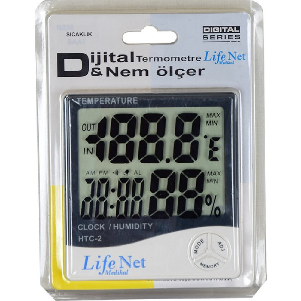 Life Net Medikal Dijital Termometre Sıcaklık Isı ve Nem Ölçer Saat Masaüstü ve Duvara Asma Pilli Htc-2 Termometre & Higrometre Fiyatı