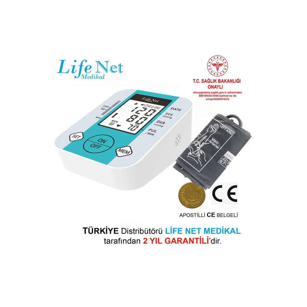 Life Net Medikal Üst Koldan Ölçer Dijital Tansiyon Aleti Nabız Ölçer USB Girişli Tansiyon Aleti Fiyatı