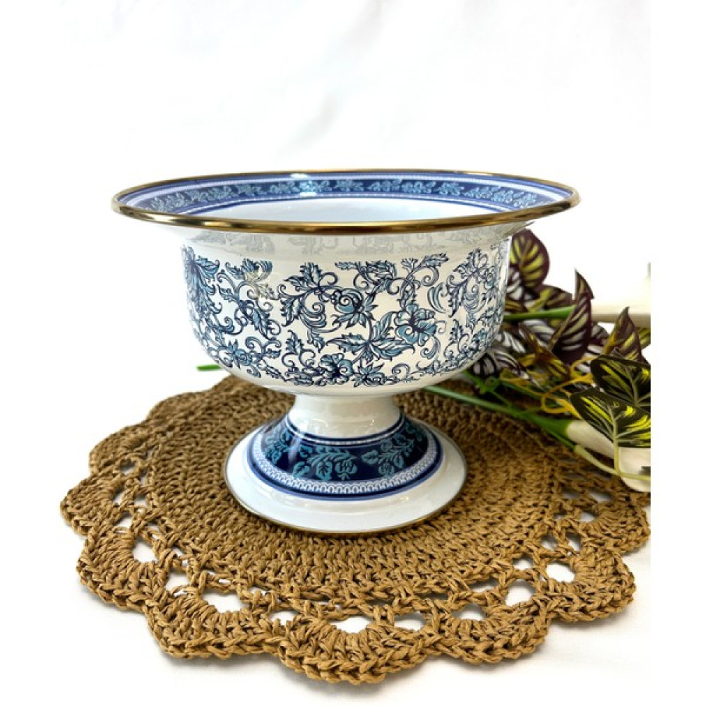 Life Smile Emaye Meyvelik/salata Kasesi Çiçek Desenli (22 Cm) - Mavi Kase Fiyatı