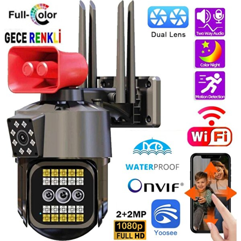 Life Teknoloji Blic Blm-36 Çift Kameralı Hareket Takipli Gece Sensörlü Çift Siren Su Geçirmez Onvif Wifi Ip Kamera Güvenlik Kameraları Fiyatı