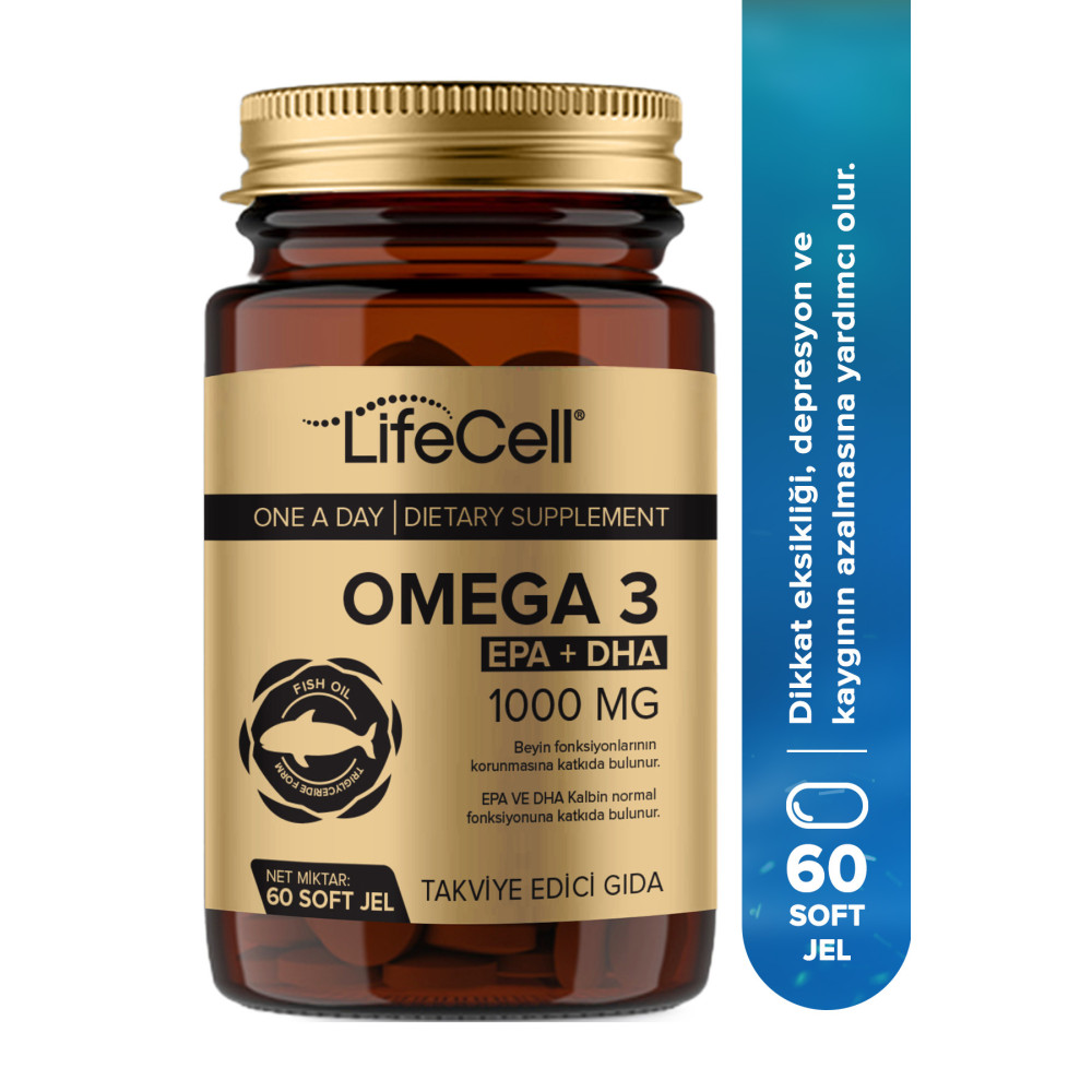 Lifecell Omega3 Epa Dha 1000mg - 60 Adet Soft Jel Balık Yağı Desteği Balık Yağı / Omega 3 - 6 - 9 Fiyatı