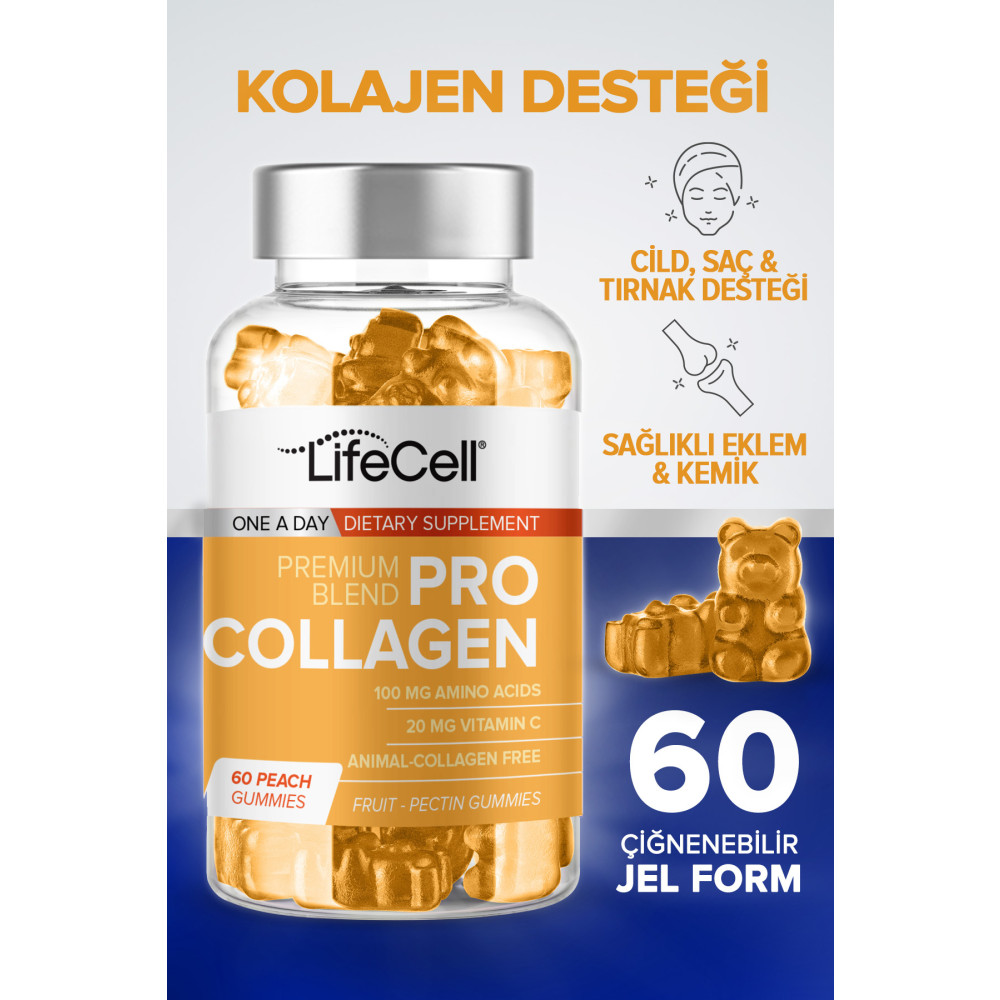 Lifecell Pro Collagen - 60 Adet Gummie Hidrolize Kolajen Ve Vitamin C Içeren Cilt Bakım Gıda Takviyesi Sağlık Fiyatı
