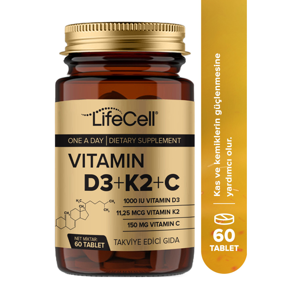 Lifecell Vıtamın D3 K2 C - 60 Tablet Komplex Vitamin Desteği Sağlık / Diyet Fiyatı