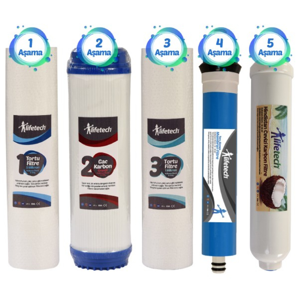 LifeTech 5 Aşama Full Filtre Seti (Membran Filtreli) Bahçe Makinesi Aksesuar & Yedek Parça Fiyatı