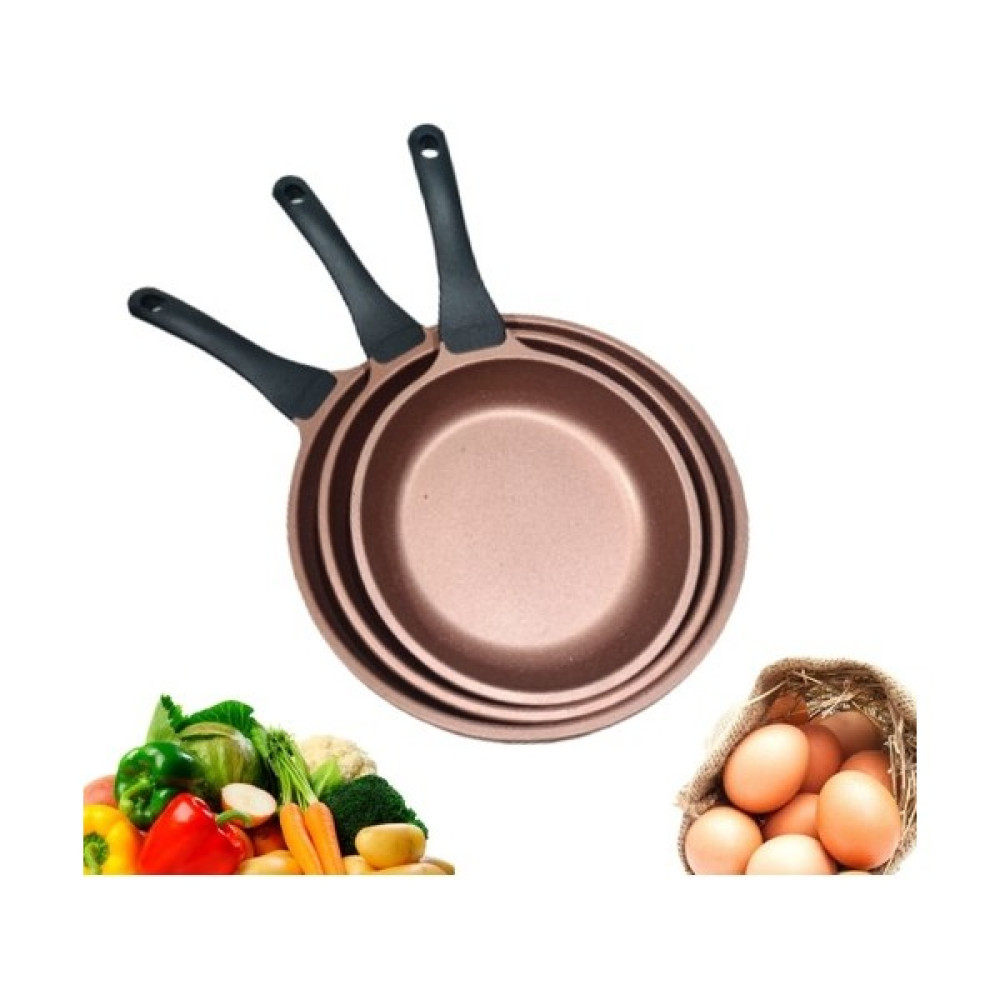 Lific Alüminyum Döküm 3'lü Tava Seti / Gri (Yurt Dışından) - 3'lü Set - Rose Gold Tavalar Fiyatı