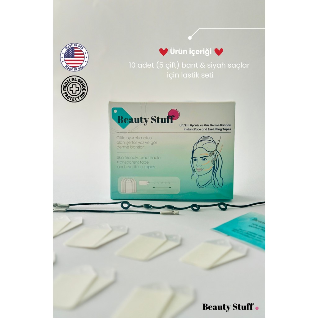 Lift 'em Up Yüz & Göz Gerdirme Bantları (10'lu Paket)-Siyah Lastikli (Made in USA) Anti-Aging / Yaşlanma Karşıtı Fiyatı