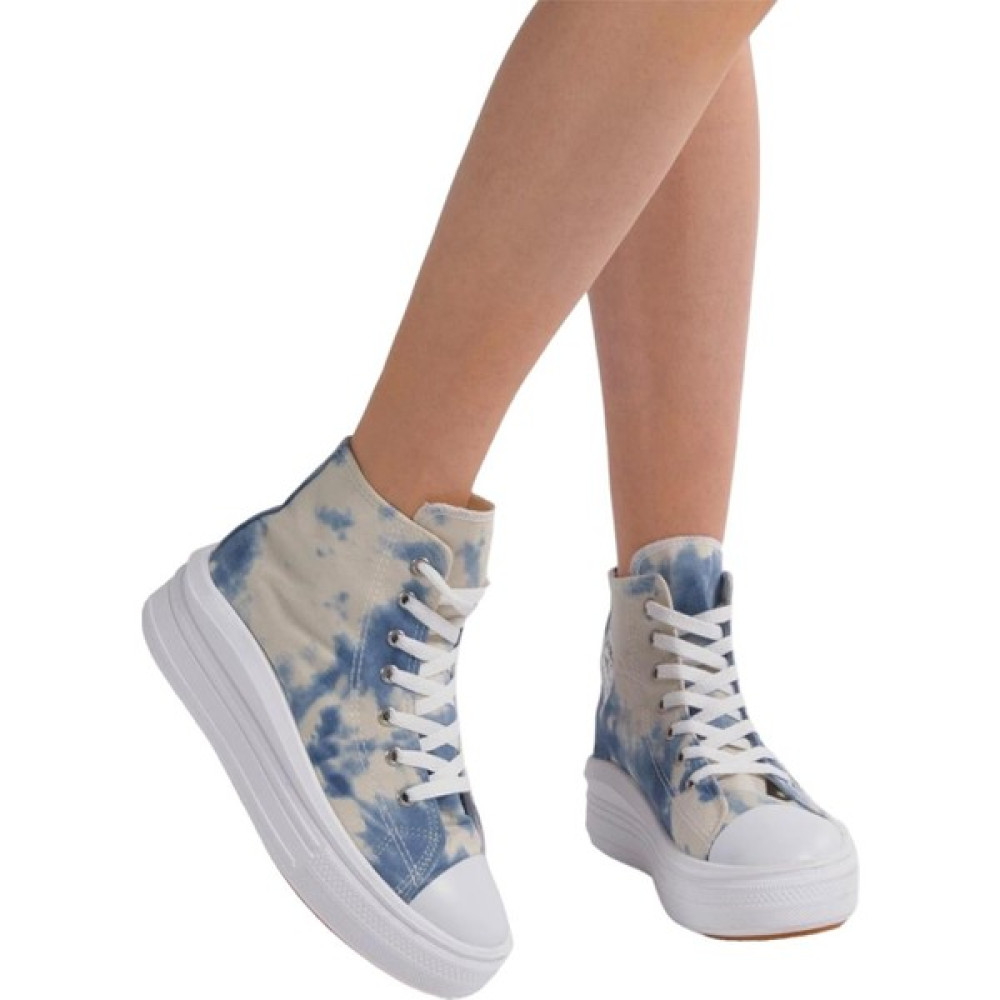 Liger Unisex Yüksek Taban Boğazlı Convers Model Keten Sneaker Spor Ayakkabı Bot Bej - Mavi Kadın Günlük Ayakkabıları Fiyatı