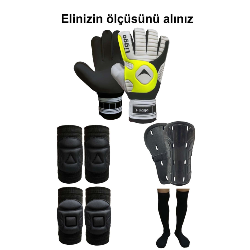 Liggo Yetişkin ve Çocuk Kaleci Eldiveni Dizlik Dirseklik Tekmelik Tozluk Seti 10 Beden Futbol Malzemeleri Fiyatı