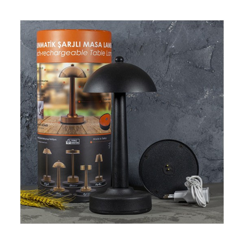 Light Design Şarjlı Pilli Ledli Dokunmatik Ev, Iş, Ofis, Kafe, Restoran Masa Lambası Sirius Siyah Masa Lambası Fiyatı