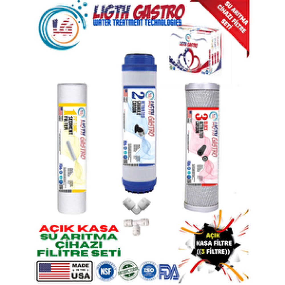 Light Gastro Açik Kasa Tüm Su Aritma Ci̇hazlarina Uygun 3 Lü Ön Fi̇li̇tre Takimi Su Arıtma Cihazı Fiyatı