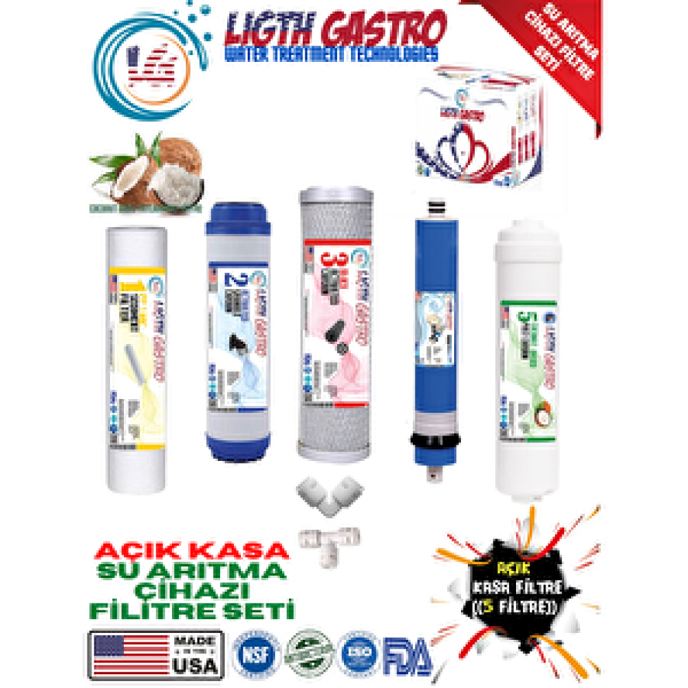 Light Gastro Açik Kasa Tüm Su Aritma Ci̇hazlarina Uygun 5 Li̇ Fi̇li̇tre Takimi.coconut Tatlandirici Fi̇li̇treli̇. Su Arıtma Cihazı Fiyatı