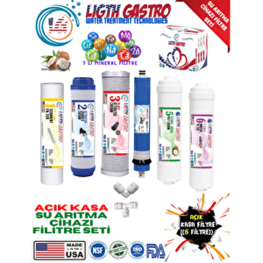 Light Gastro Açik Kasa Tüm Su Aritma Ci̇hazlarina Uygun 6 Li Fi̇li̇tre Takimi.mi̇neral Fi̇li̇treli̇. Su Arıtma Cihazı Fiyatı