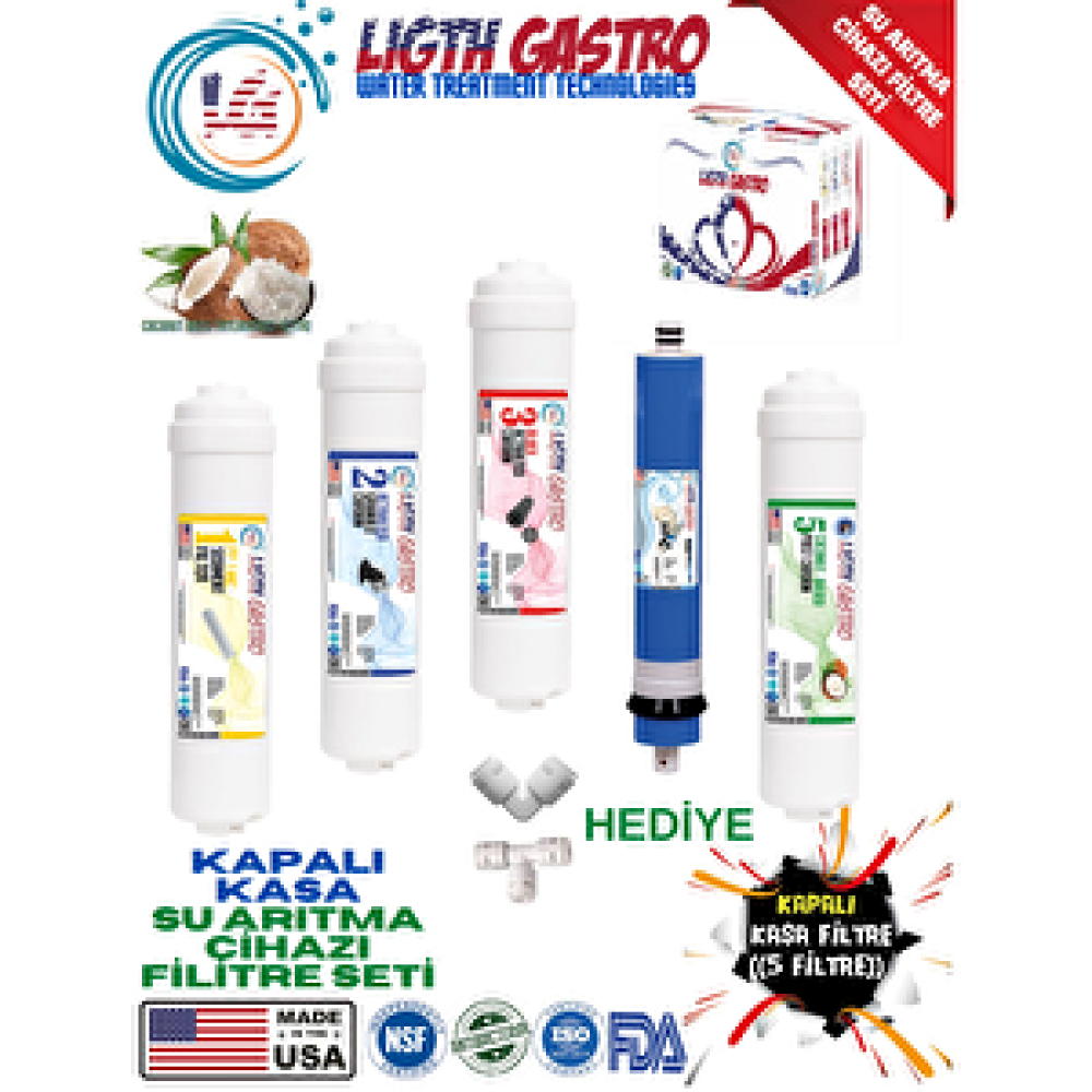 Light Gastro Li̇ght Gastro Gümüş İyonlu Tatlandiricili 5 Fi̇li̇treli̇ İnli̇ne Kapali Kasa Fi̇li̇tre Seti̇ Su Arıtma Cihazı Fiyatı