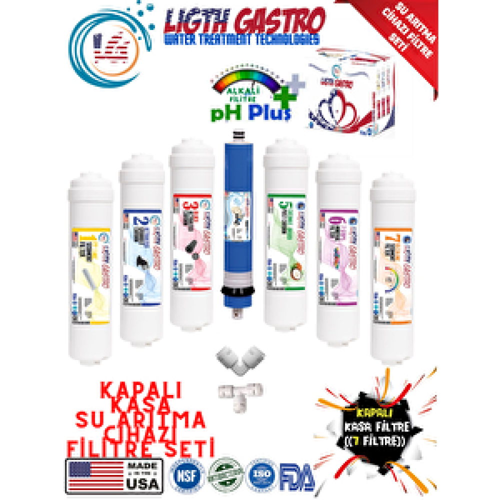 Light Gastro Li̇ght Gastro Gümüş İyonlu Tatlandiricili 7 Fi̇li̇tre 14 Aşama Kapalı Kasa Fi̇li̇tre Seti̇ Su Arıtma Cihazı Fiyatı