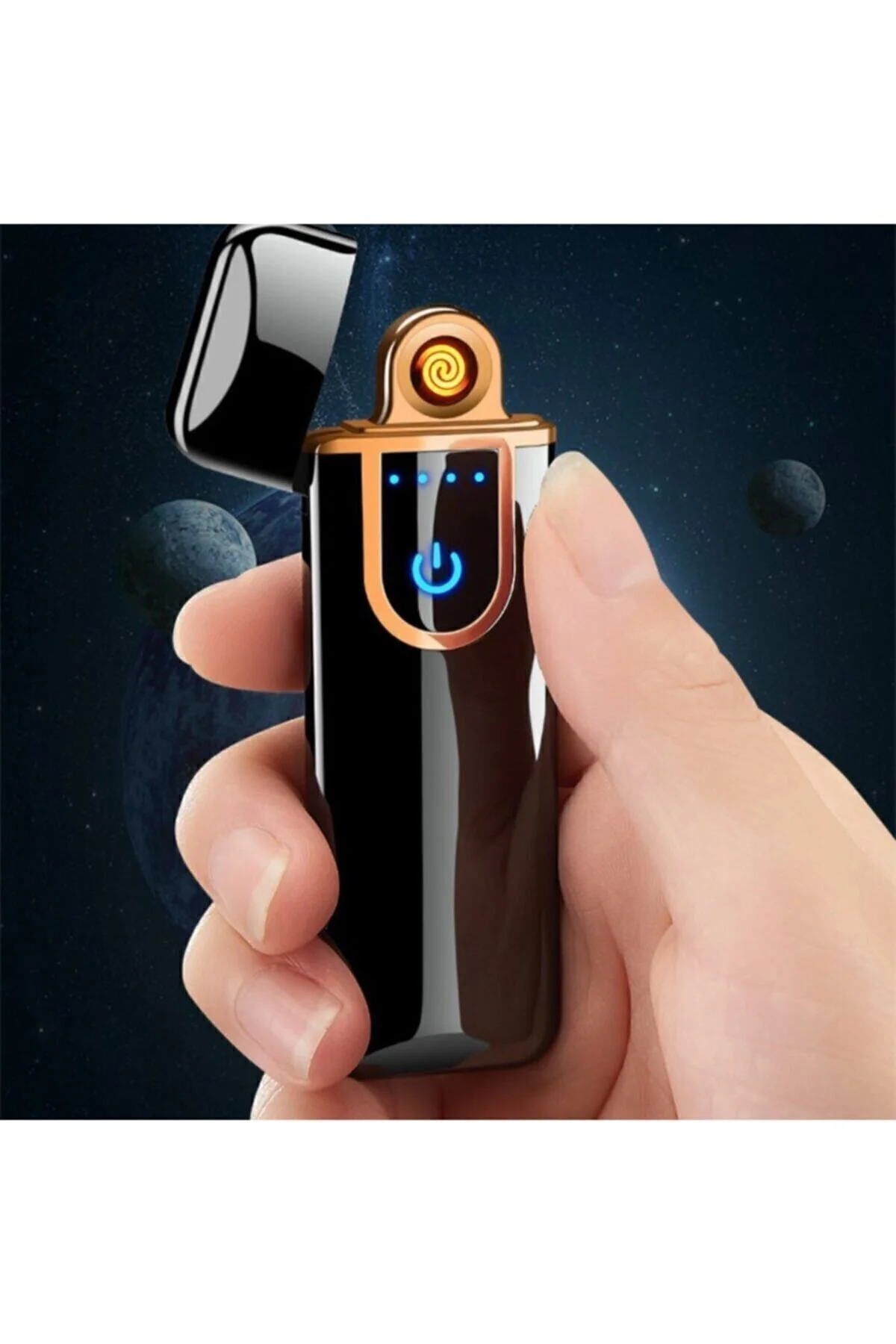 LİGHTER Çift Taraflı Elektrikli Slim Lüks Usb Şarjlı Siyah Çakmak Parmak Izli" Kamp Mutfağı Fiyatı