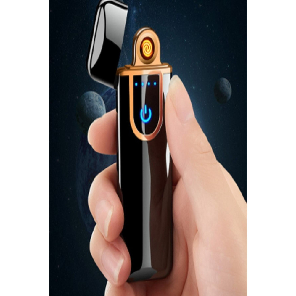 LİGHTER Çift Taraflı Elektrikli Slim Lüks Usb Şarjlı Siyah Çakmak Parmak Izli Kamp Mutfağı Fiyatı