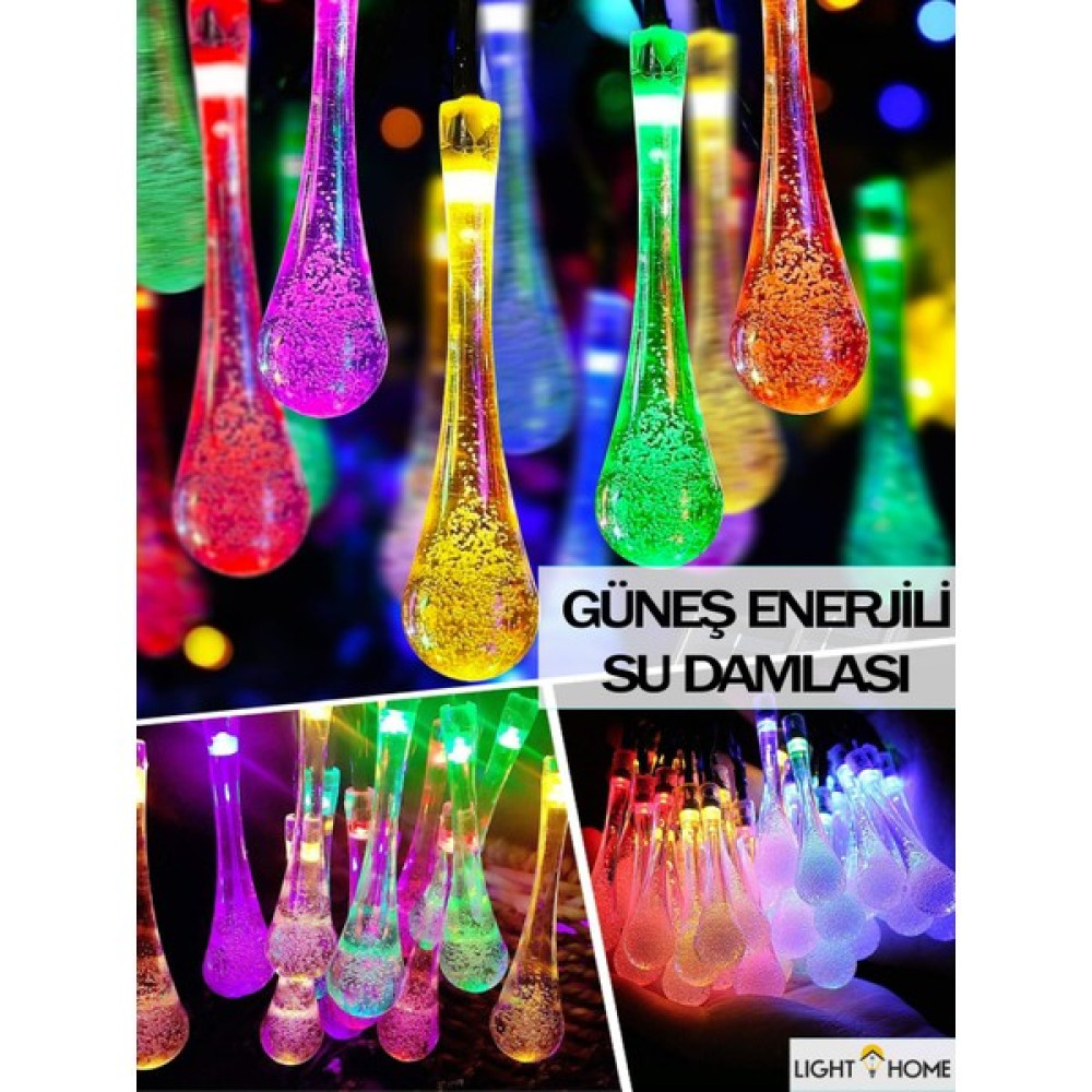 LightHome 50 LED 7 Metre Renkli Rgb Su Damlası Kristal Solar LED Işık Güneş Enerjili Bahçe Teras Balkon Ağaç Lambası Aydınlatma Dış Mekan & Bahçe Oyuncakları Fiyatı