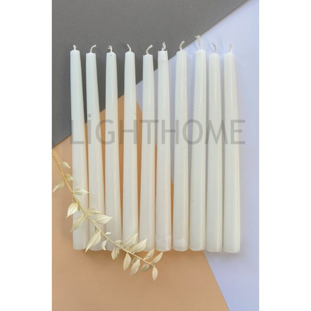 LightHome Inci Model 10 Lu Özel Tasarım Beyaz Renkli Şamdan Konik Mumu Hediyelik Şamdan Mum - Renk Şamdan Fiyatı