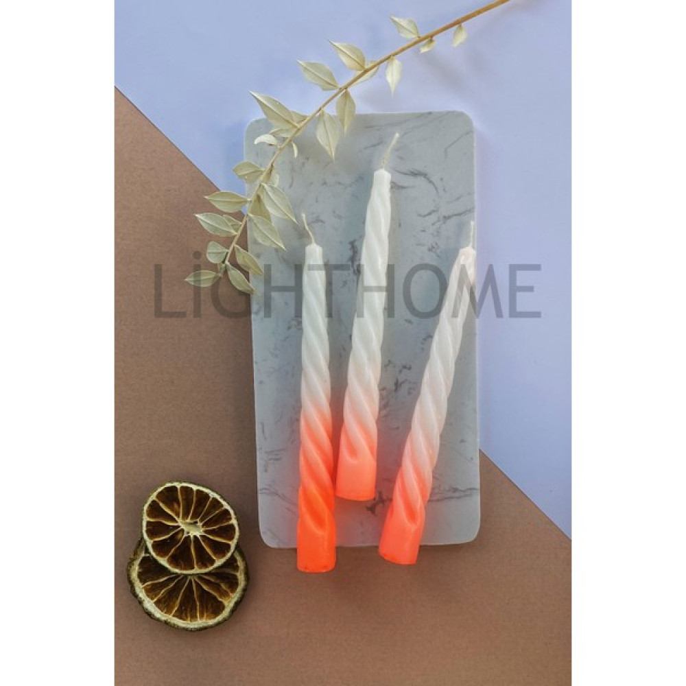 LightHome Kıvrımlı Turuncu Şamdan Mumu - 3 Adet Pamuk Fitilli Uzun Burgulu Mum 16,50CM - Renk Şamdan Fiyatı