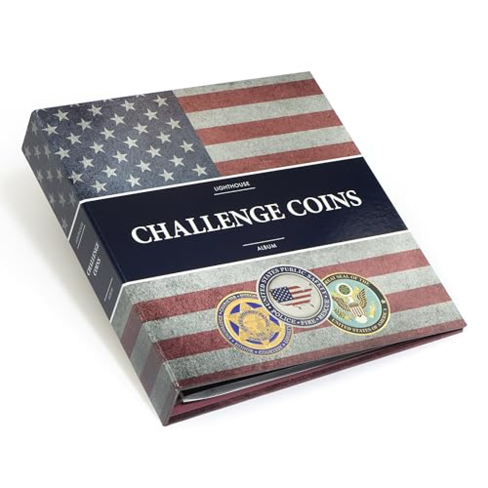 LIGHTHOUSE - Challenge Coin Album for 30 Challenge Coins - 4D-ring Binder with 5 Pages - Additional Pages Available (9" x 8 3/8" x 1 1/2")