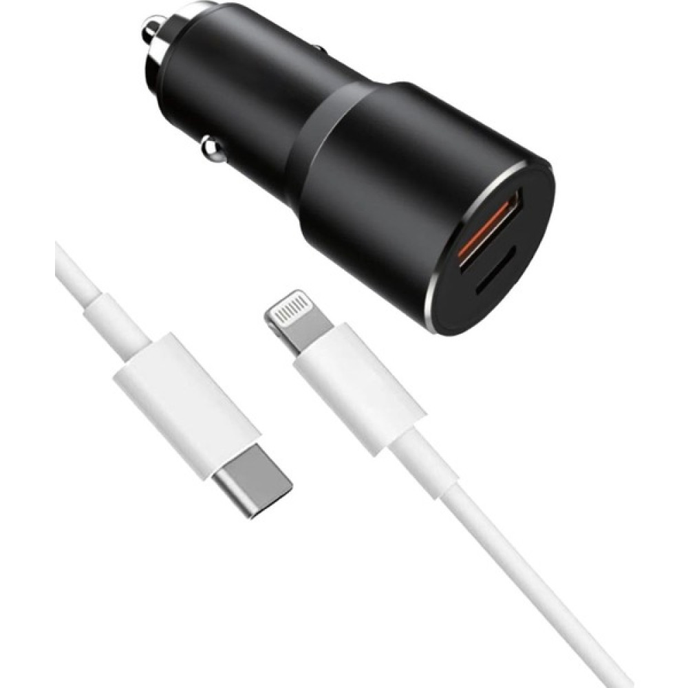 Lightning 38W Araç Çakmaklık 25W Lightning to Type-C PD kablo Şarj aleti - Siyah Cep Telefonu Araç Kiti Fiyatı