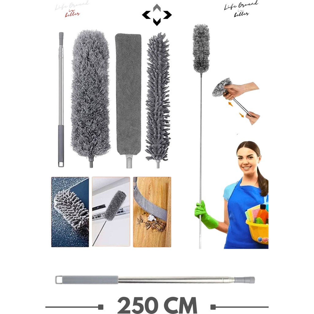 Liground 250 cm Teleskopik Toz Alma Aparatı Mikrofiber Toz Alıcı Mop Temizlik Seti Tavan, Mobilya Klima Klimalar Fiyatı