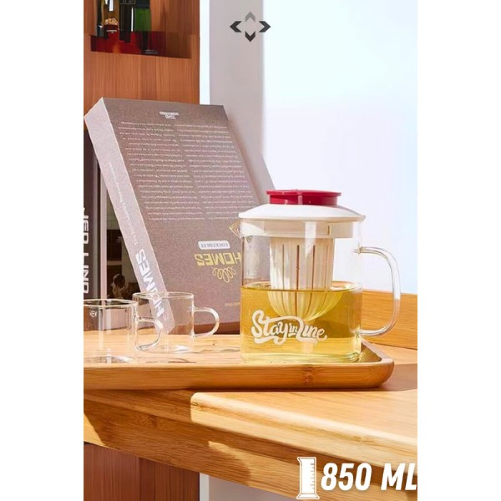 Liground 850 ml Borosilikat Cam Demlik Çok Amaçlı Sıcak-Soğuk Dayanıklı Demlik Bardak Stay In Line Çay / Çaydanlık Setleri Fiyatı