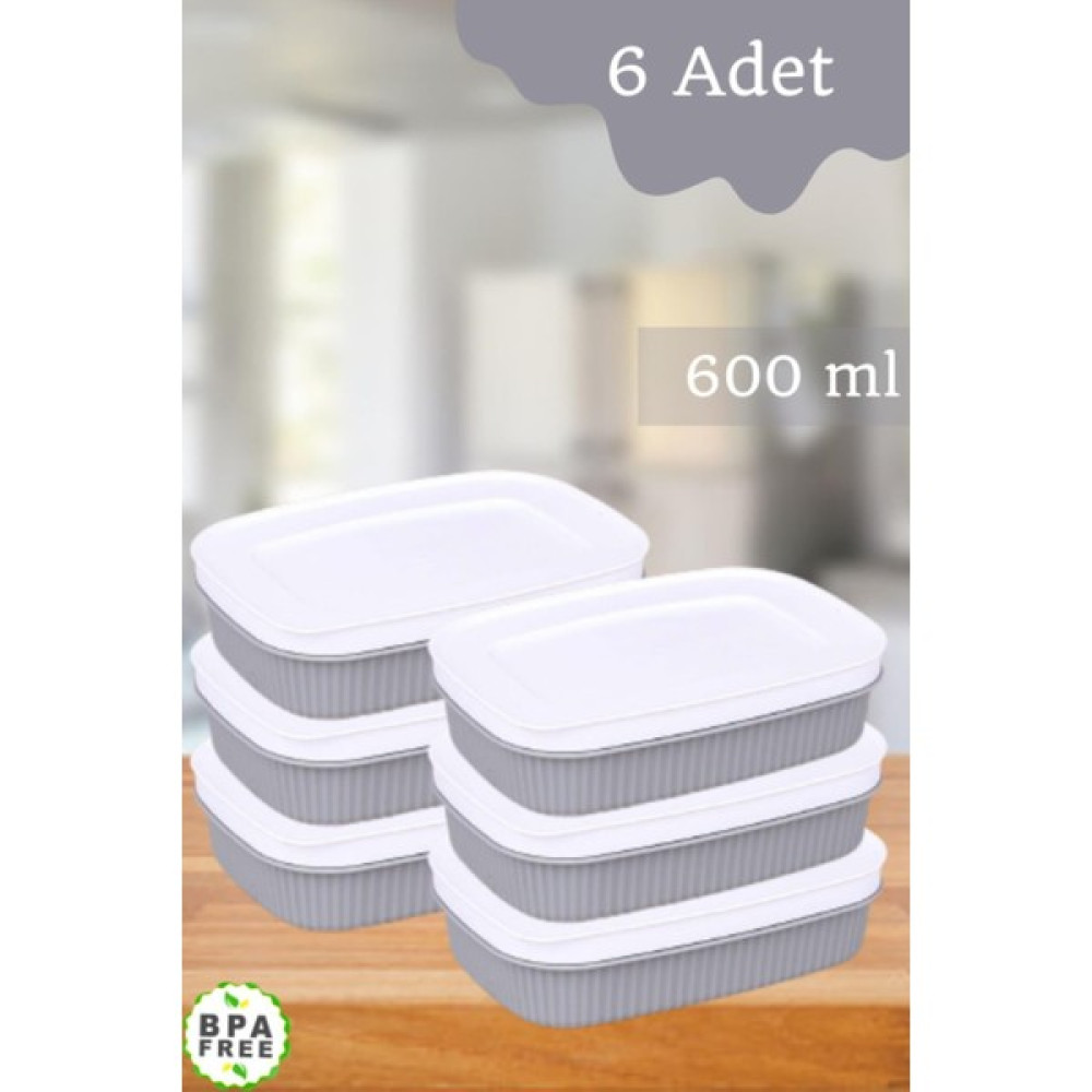 Liground Lova 6'Lı 600 Ml Kapaklı Gri Mini Saklama Kabı -Kahvaltılık- Buzdolabı Kabı Mutfak Düzenleyici Saklama Kapları Fiyatı