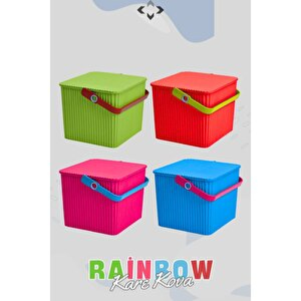 LİGROUND Rainbow Kare Kapaklı Kulplu Piknik Sepeti Düzenleyici 1 Adet Kare Kova Piknik Çantası Mangal Sepeti Diğer Fiyatı
