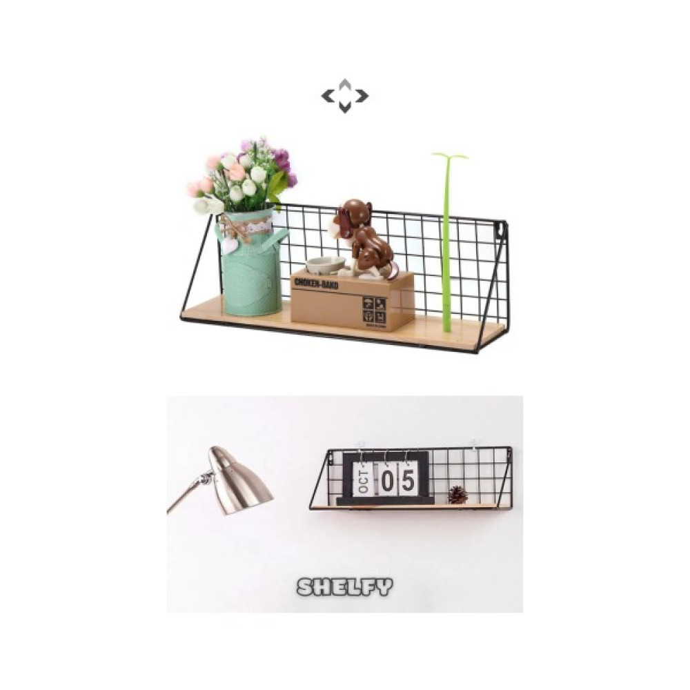Liground Tek Katlı Duvara Monte Mutfak Banyo Rafı Ferforje Ahşap Katlı Raf Askı Organizer Dübel Vida Dahil Kitaplık - Duvar Rafı & CD / DVD Rafı Fiyatı