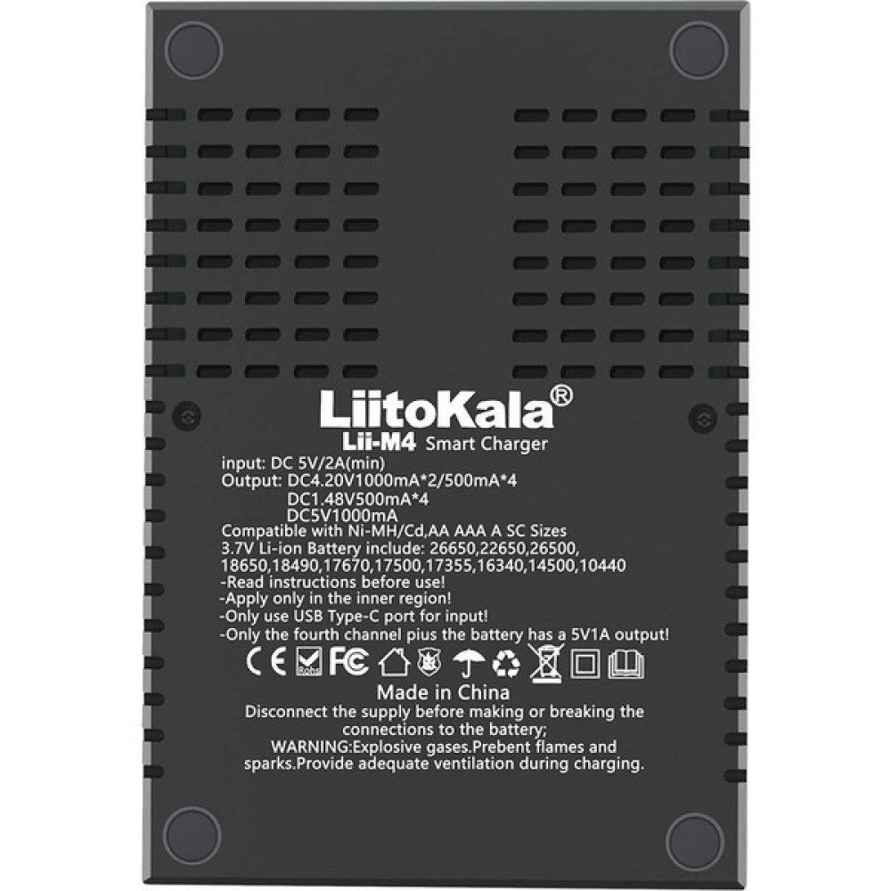 Liitokala Lıı-M4 4 Lü Pil Şarj Cihazı Aleti 5 Volt Usbli 26650 18650 14500 Aa Aaa Modellere Uyumlu Şarj Cihazları & Kitler Fiyatı