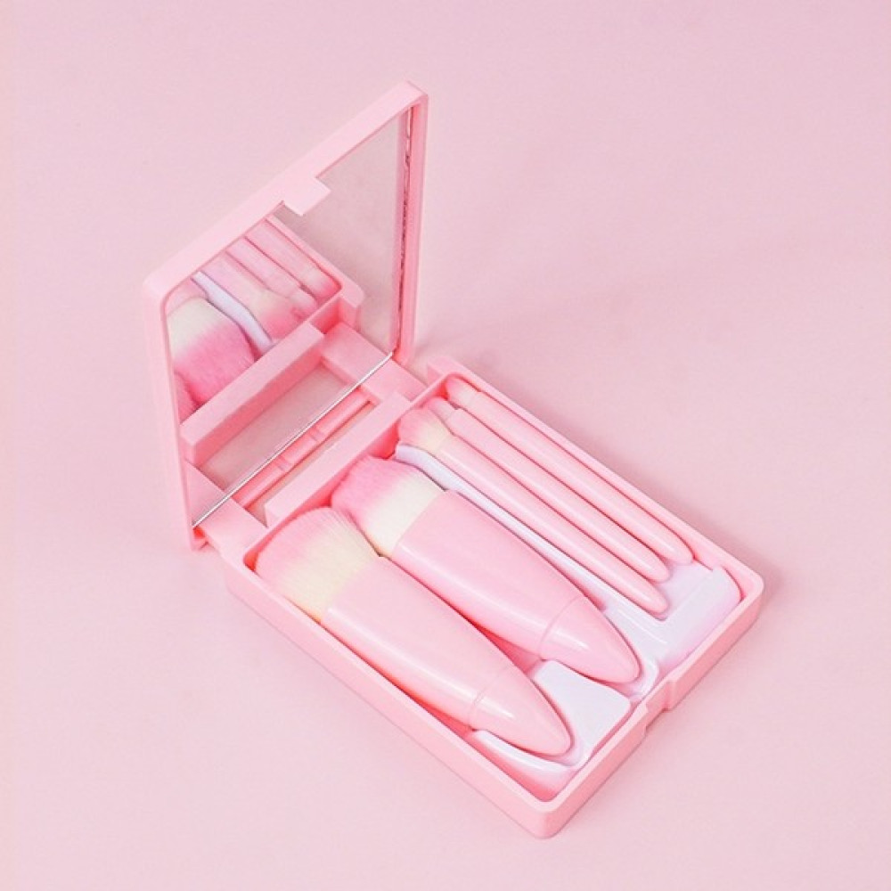 Lijieya 5pcs/Aynalı Orta Orta Portatif Makyaj Fırçası Seti (Yurt Dışından) - Pink Oto Boyaları Fiyatı