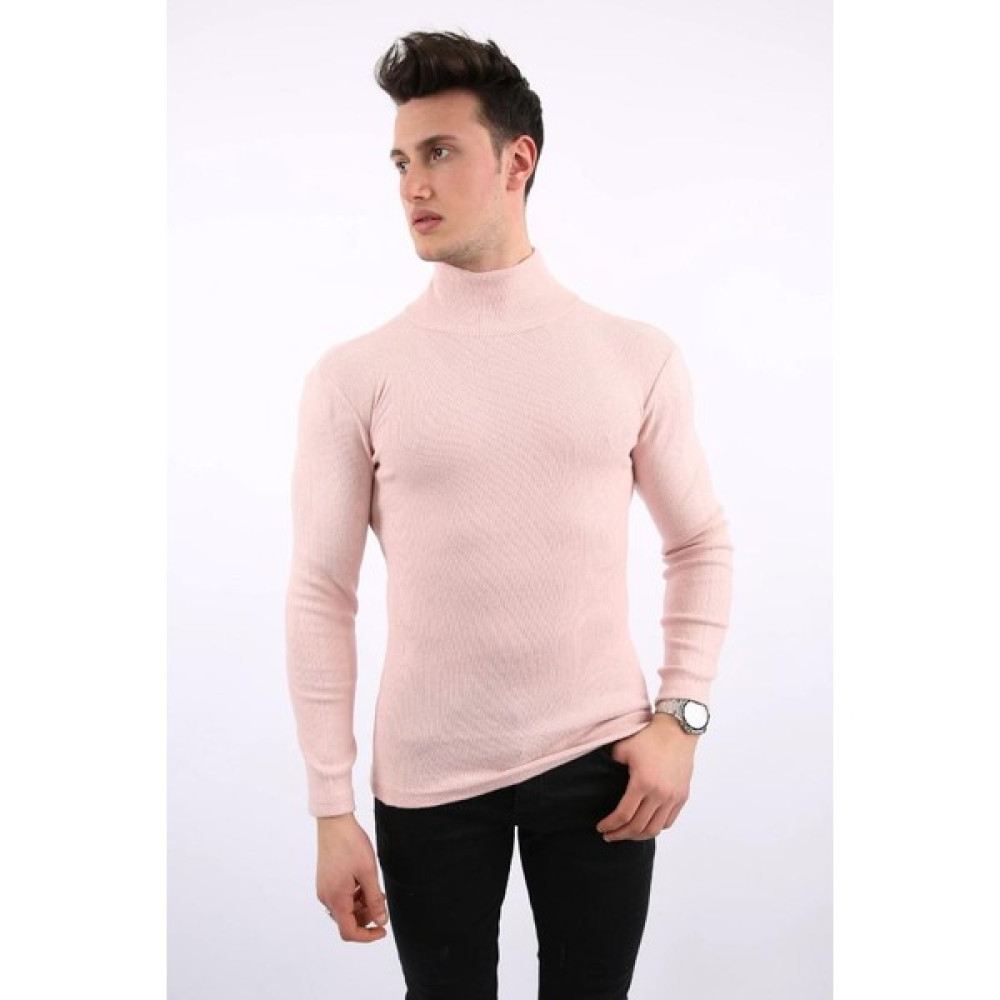 Likralı Boğazlı Pudra Sweat Erkek Sweatshirt Fiyatı