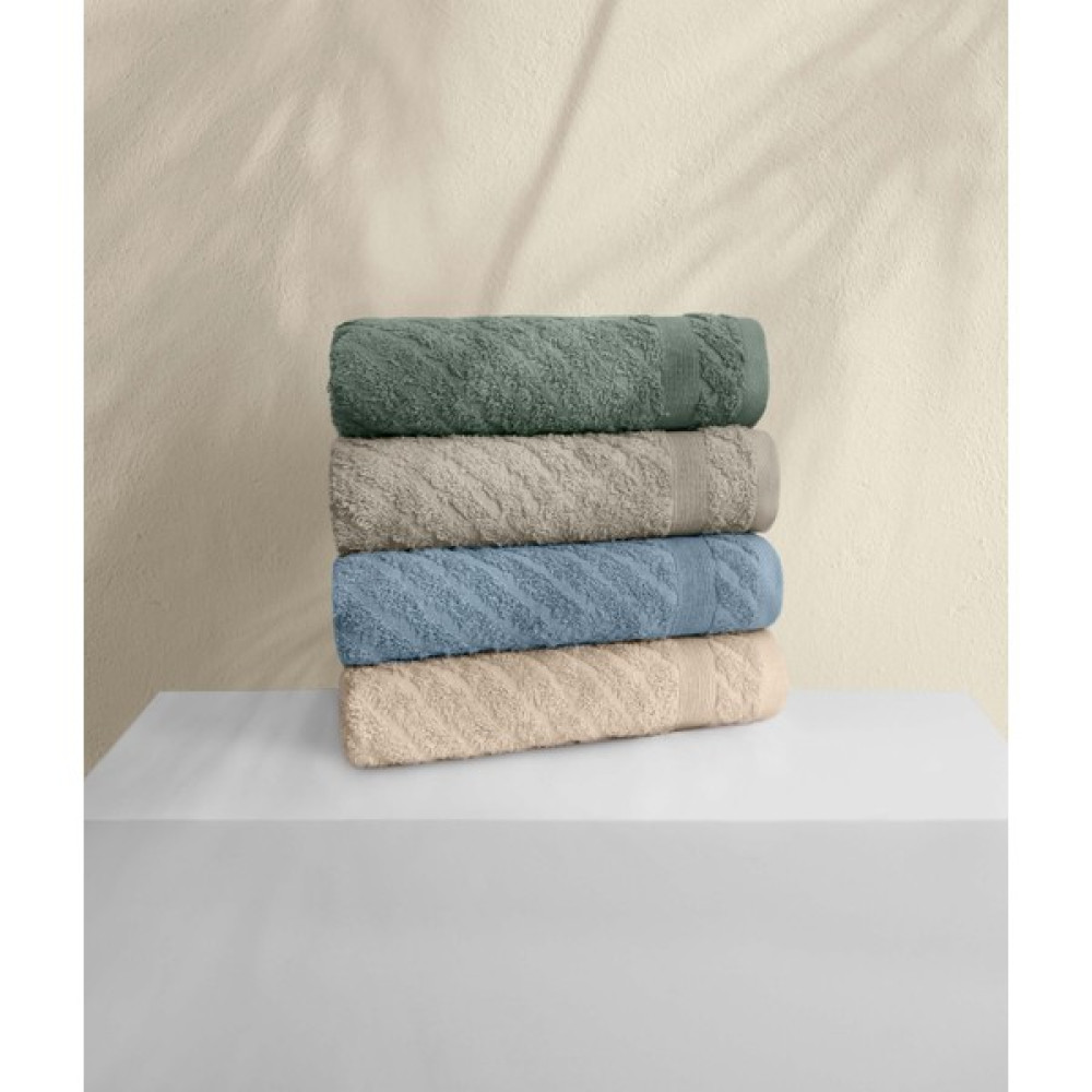 Likya Jakarlı Bordür Çapraz Çizgili 4lü Yüz Havlusu Seti 1014A - Renkli - 50 x 90 cm Banyo Havlusu Fiyatı