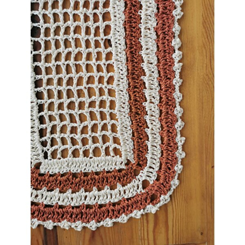 Lil Tasarım Kağıt Ip Runner,hasır Runner,el Örgüsü Runner - Beyaz - Kahve - 30 x 100 cm Masa Örtüsü Fiyatı