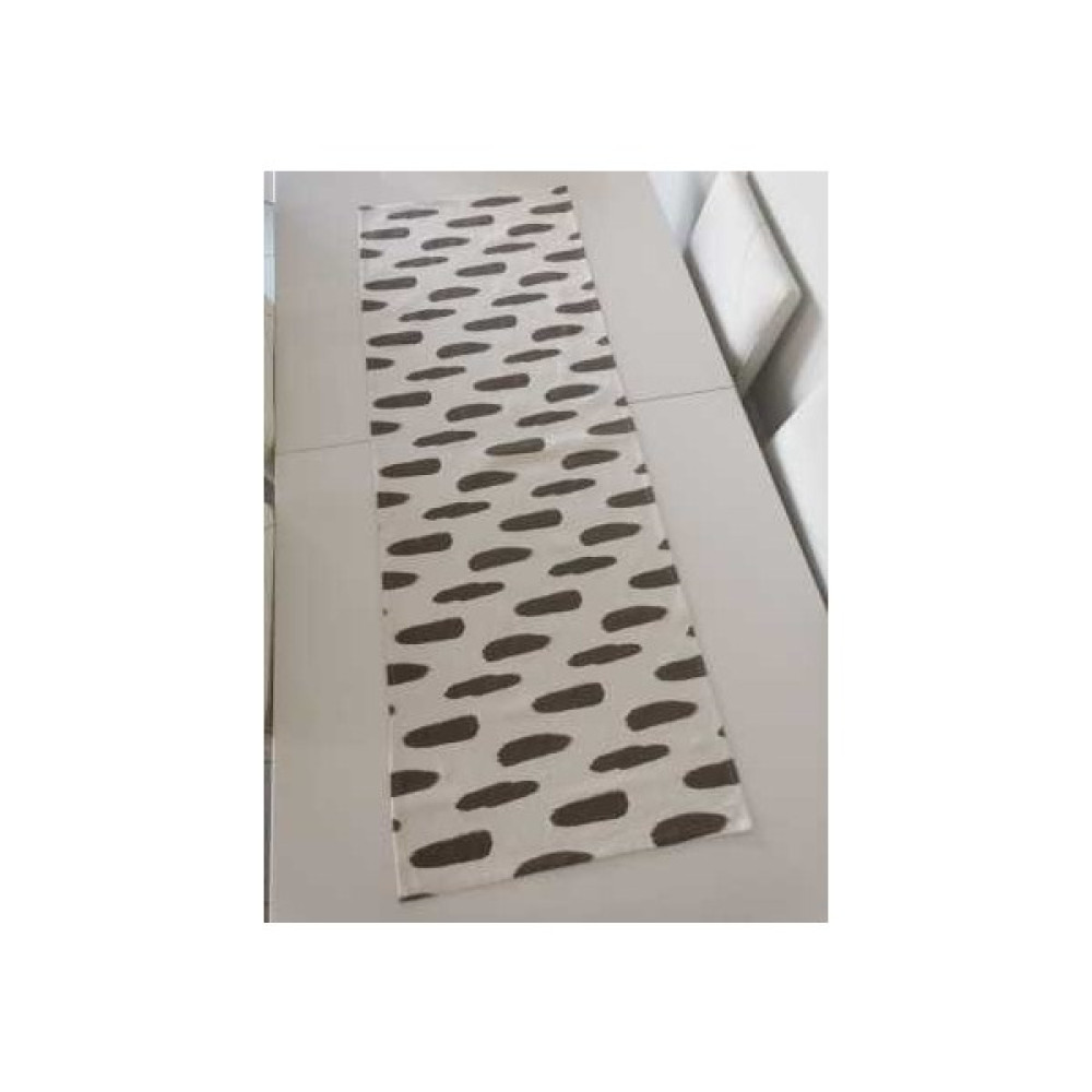 Lil Tasarım Keten Runner,keten Sunum Seti,krem Runner,kahverengi Detaylı Runner - Krem - Kahverengi - 50 x 145 cm Masa Örtüsü Fiyatı