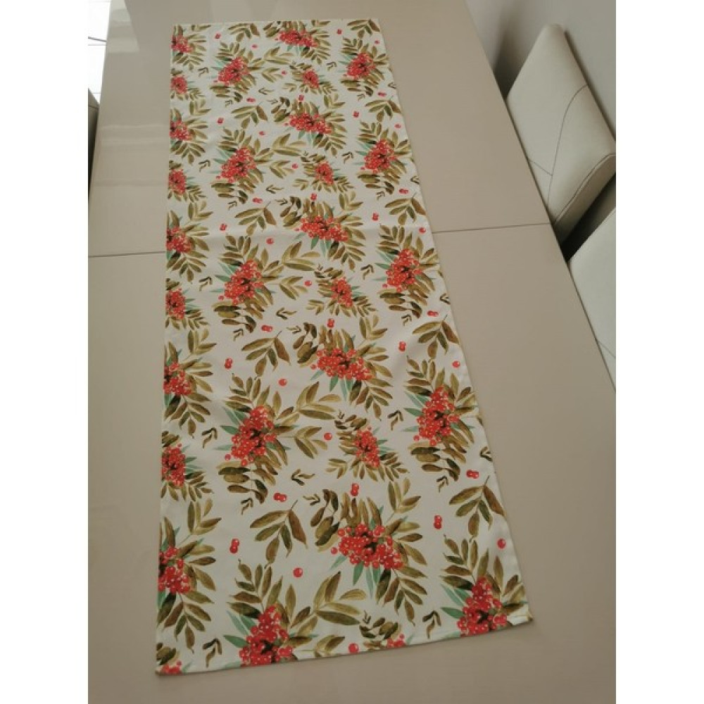 Lil Tasarım Kokina Desenli Runner,modern Desenli Runner,duck Keten Runner,sunum Seti - 48 x 138 cm - Beyaz - Kırmızı Masa Örtüsü Fiyatı