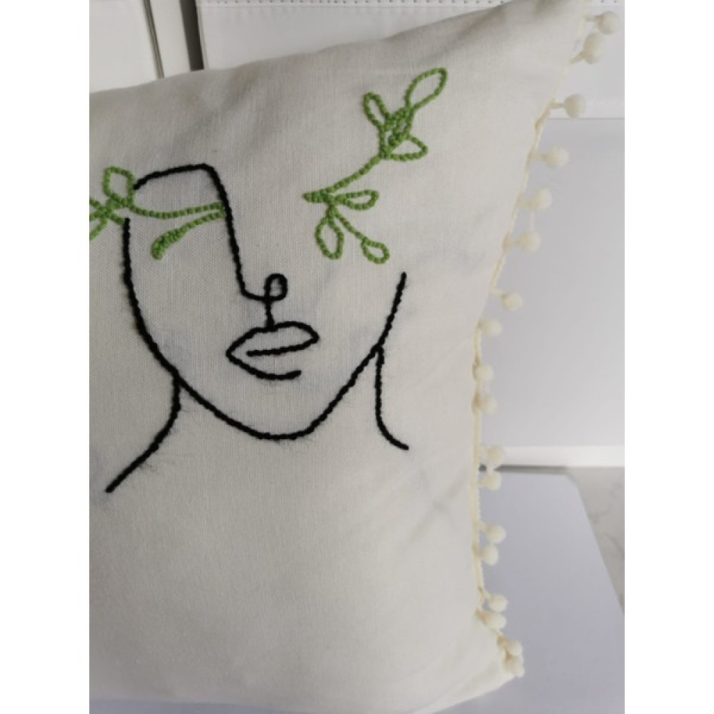 Lil Tasarım Yüz Figürlü Punch Kırlent ,punch Kırlent Yastık Figürlü Punch Yastık - 45 x 50 cm - Açık Krem Kırlent / Mobilya Yastığı Fiyatı