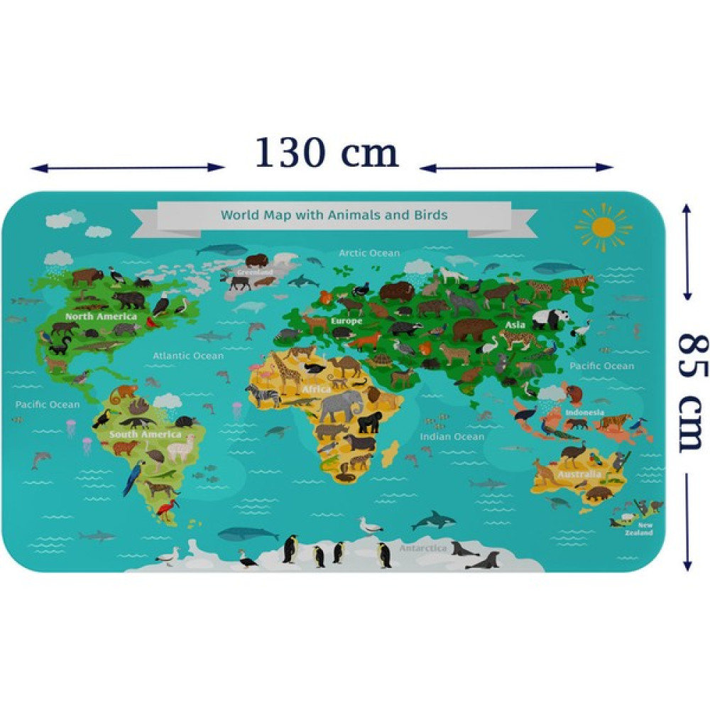 Lila Fil Eğitici Dünya Haritası Dünya Atlası Çocuk ve Bebek Odası Duvar Sticker 3780 x L - Karışık-Çok Renkli - 85 x 130 Harita & Küre Fiyatı