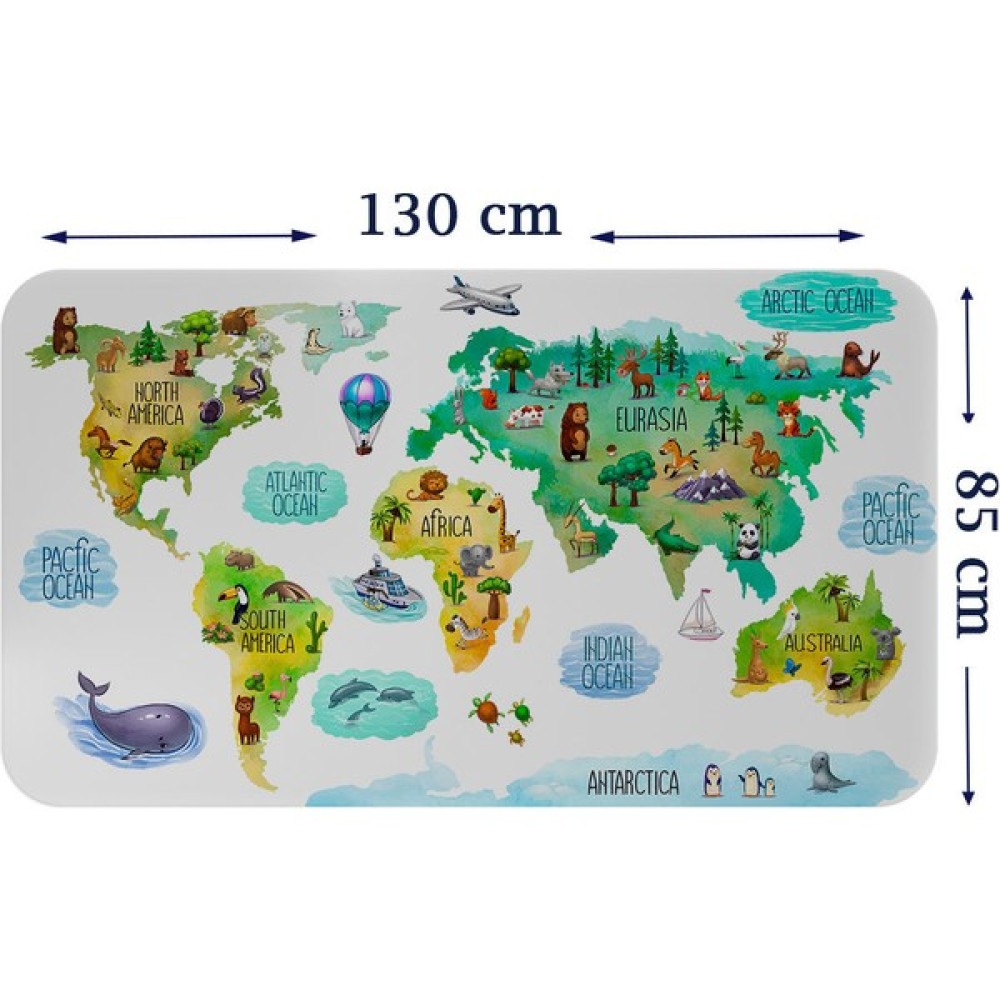Lila Fil Eğitici Dünya Haritası Dünya Atlası Çocuk ve Bebek Odası Duvar Sticker  3807 x L - Karışık-Çok Renkli - Sticker - 85 x 130 Harita & Küre Fiyatı