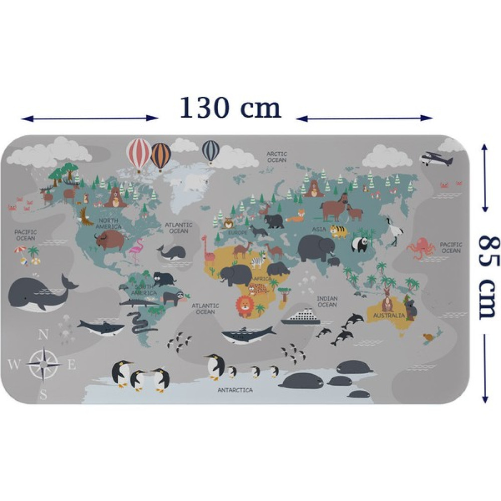 Lila Fil Eğitici Dünya Haritası Dünya Atlası Çocuk ve Bebek Odası Duvar Sticker  3821 x L - Karışık-Çok Renkli - Sticker - 85 x 130 Harita & Küre Fiyatı